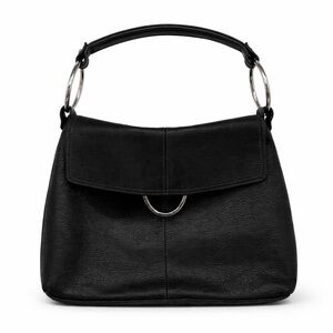 Alfani Black Leather Crossbody Silver Hardware Shoulder Bag Y2k Style Designer